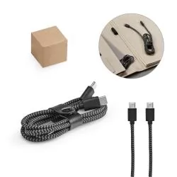 Cabo USB-C de carregamento rápido em PET 100% reciclado Personalizado Cabo USB-C de carregamento rápido em PET 100% reciclado Personalizado