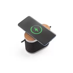 Caixa de Som 15w Com Carregador Super Rápido e Detalhes em Bambu Personalizada Caixa de Som 15w Com Carregador Super Rápido e Detalhes em Bambu Personalizada