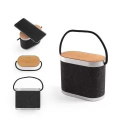Caixa de Som 15w Com Carregador Super Rápido e Detalhes em Bambu Personalizada Caixa de Som 15w Com Carregador Super Rápido e Detalhes em Bambu Personalizada