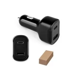 Carregador USB Veicular em ABS Reciclado Personalizado Carregador USB Veicular em ABS Reciclado Personalizado