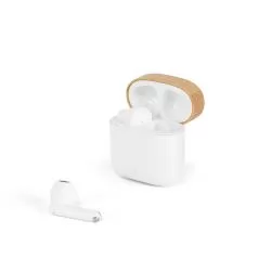 Fone de Ouvido sem Fio em ABS Reciclado e Tampa de Bambu Personalizado Fone de Ouvido sem Fio em ABS Reciclado e Tampa de Bambu Personalizado