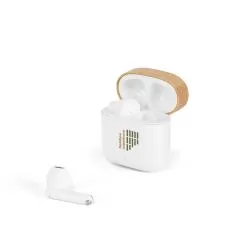 Fone de Ouvido sem Fio em ABS Reciclado e Tampa de Bambu Personalizado Fone de Ouvido sem Fio em ABS Reciclado e Tampa de Bambu Personalizado