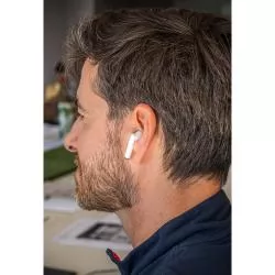 Fone de Ouvido sem Fio em ABS Reciclado e Tampa de Bambu Personalizado Fone de Ouvido sem Fio em ABS Reciclado e Tampa de Bambu Personalizado