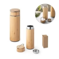 Garrafa Térmica 440ml Em Bambu Personalizada Garrafa Térmica 440ml Em Bambu Personalizada